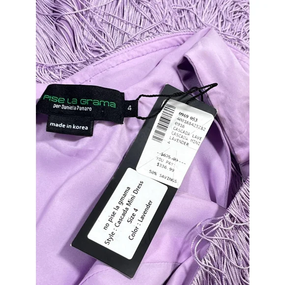 No Pise La Grama Por Daniela Panaro Dress 4 Lavender Purple Fringe One Shoulder